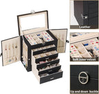 BOOVO Jewelry Box For women, 6 Layer Large Jewelry Organizer With Mirror, Multi-Function Storage Box With Lock, Accessory Hol