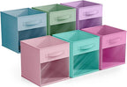 Sorbus 11 Inch Storage Bins with Clear Window - 6 Foldable Baskets for Organizing Clothes, Toys, Books - Sturdy Collapsible F
