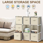 9 Cube Storage Organizer with Shelf Back to School Boxes 11 Inch Toy Storage Bins Closet Organizers Drawers Fabric Dresser fo