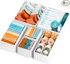 Criusia Drawer Organizer Clothes 6 Pack White- Dresser Organizer Bins for Closet Bedroom - Baby Clothes Organizers and Storag