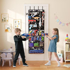 Over the Door Organizer for Toy Guns, Hanging Toy Guns Storage Organizer with Pockets and Slots for Kids Foam Blasters, Darts