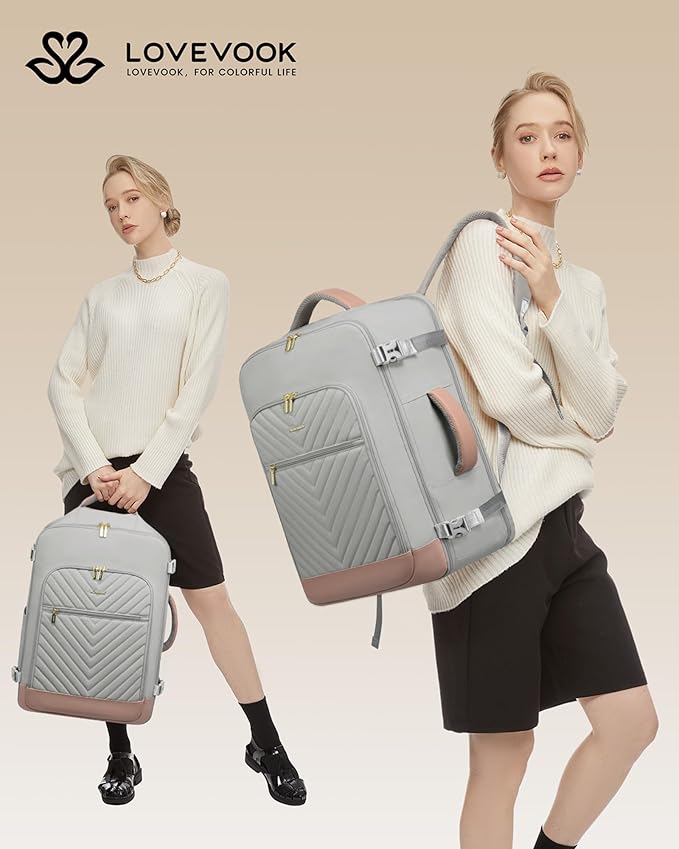 LOVEVOOK Large Travel Backpack for Women, TSA Carry on Backpack for Airplanes, 40L Personal Item Travel Bag for Women fits 17