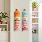 2 Pack Hat Organizer for Baseball Caps, Wood & Metal Hat Rack for Wall, Hat Storage for 22 Caps with Strong Adhesive/Wall Dri