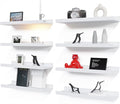 RICHER HOUSE 8 Set Floating Wall Mounted Shelves, Nursery Hanging Book Shelves with Lip for Storage, White Display Picture Le
