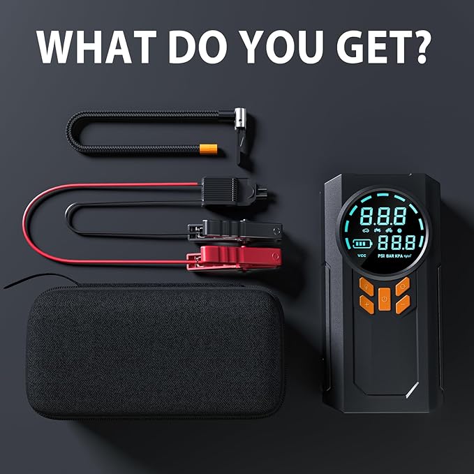 Jump Starter with Air Compressor, 5000A 160PSI Battery Jumper Starter Portable (9.0 Gas/8.0L Diesel), 12V Jump Box Car