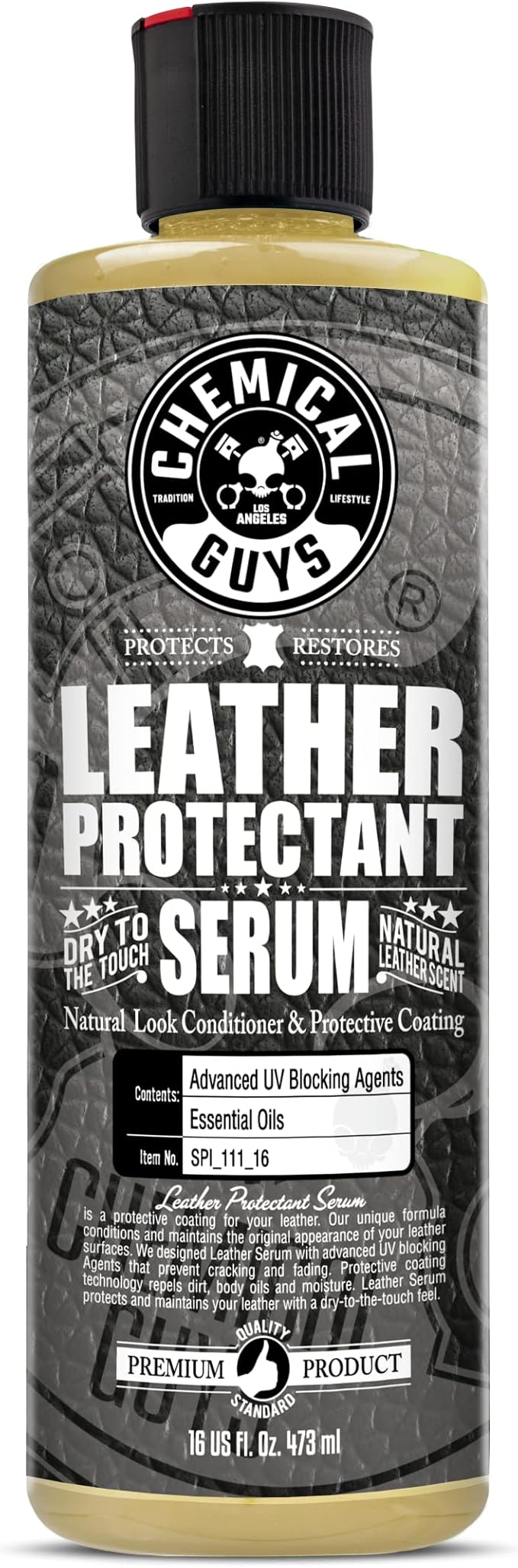 Chemical Guys SPI_111_16 Leather Protectant, Dry-to-The-Touch Serum for Car Interiors, Furniture, Apparel, Boots, and More (W