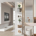 White 7-Tier Vertical Wall Shelf Unit with USB Rechargeable Led Light (Remote Controlled),Versatile Floating Display Shelves,