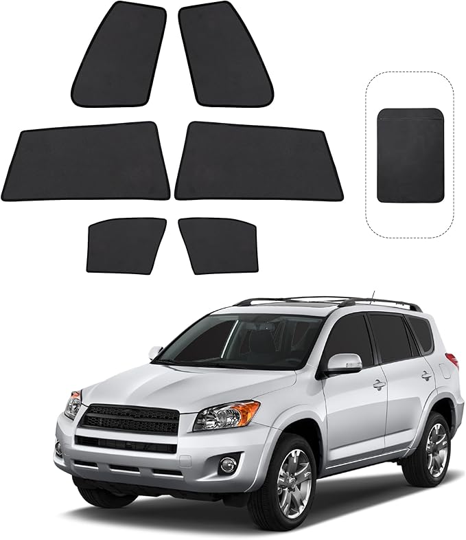 Front Side Half Window Shade Foldable Custom Fit for Toyota RAV4 2006-2012 Car Window Shades for Side Window Sun Shade UV Protection Heat Insulation for Camping Sleeping 6PCS