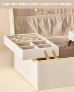 Lolalet Jewelry Box Organizer for Women Girls, 2 Layer Jewelry Organizers and Storage for Necklace Earrings Rings Bracelets, 