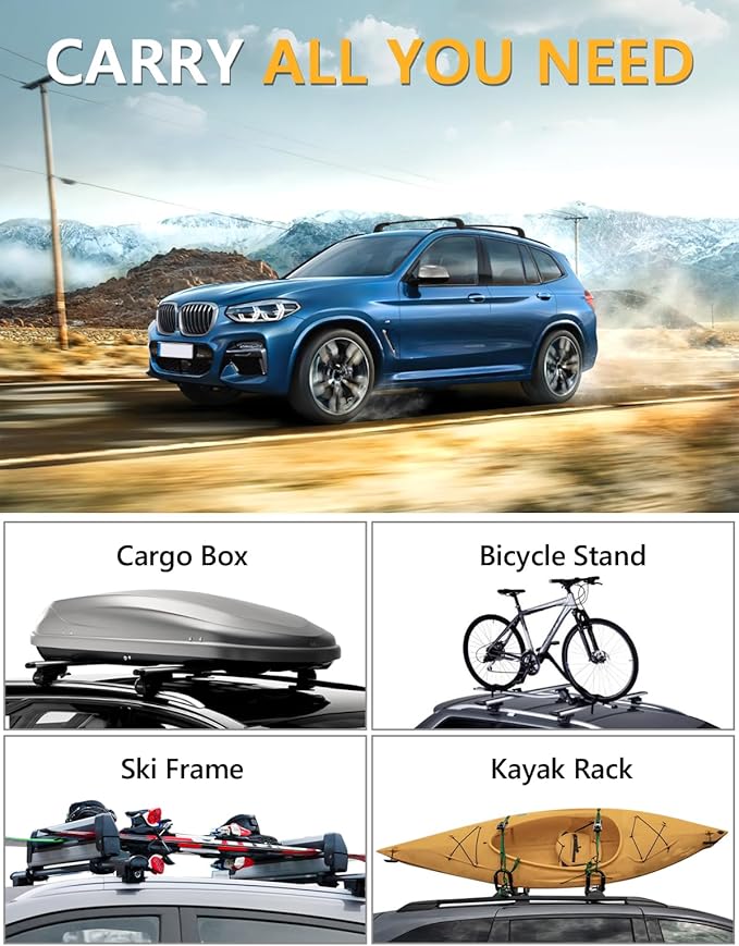 Tuyoung Lockable 220lbs Roof Rack Cross Bars Compatible with BMW X3 G01 2018-2026 (Not for G45), Heavy Duty Aluminum Roof Rails Crossbars Rooftop Cargo Carrier Luggage SUV Accessories