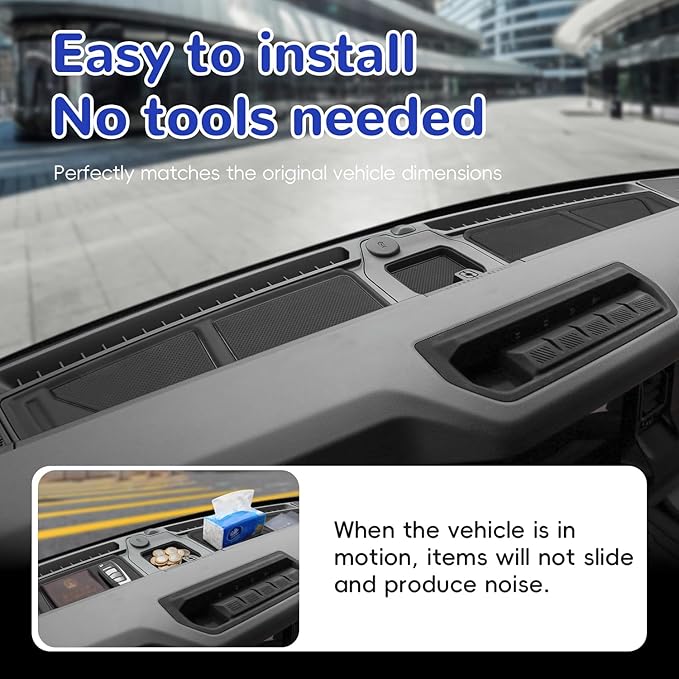 Auovo Dash Cover Tray Compatible with Ford Bronco Accessories 2024 2025 2026 Bronco Anti-Slip Silicone Car Dashboard Compartm