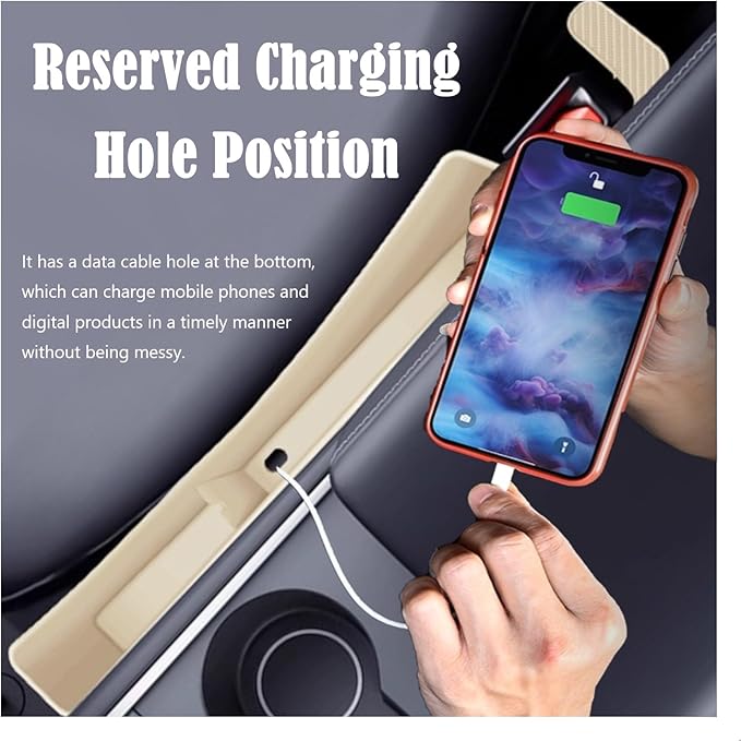 Seat Gap Storage Box for Your Car,Trucks, Auto Side Seat Gap Filler Organizer 2 Pack, Fill the Gap Space Between the Console and Seats, Universal Car Accessories Gap Filler, Beige