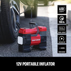 CRAFTSMAN 12V Tire Inflator Portable Air Compressor, Up to 150 PSI with Digital Gauge & Auto Shut-Off, LED Light, 12V DC Car Plug Compact Air Pump for Car Tires, Bikes & Sports