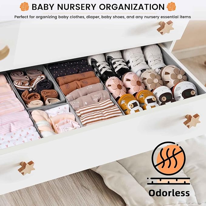 【FAMILY PACK】Drawer Organizer Clothes, 20 Pack Dresser Organizer Bins for Baby Clothes - Underwear Bra Sock Organizer - Fabri
