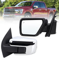 Left Driver Side Mirror Compatible With 2021-2026 Ford F150 With Manual Folding Power Glass Heated Blind Spot Turn Signal Light Puddle Light Chrome Replace#ML3Z17683SA(11Pins)