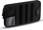 Semi-Rigid Car Sun Visor Organizer, Molle Panel Vehicle Storage with Zipper Pouch for Tactical Gears, Fits Cars, SUVs & Trucks