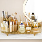 Rotating Makeup Organizer for Vanity with Brush Holder, Cosmetic Makeup Storage Organizer, Large Spinning Makeup Skincare Org
