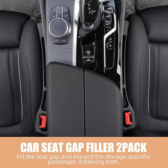 Car Seat Gap Filler- Universal Console Catcher to Prevent Items from Falling Between Seats and Console, Anti-Drop Organizer with Secure Fit (Beige)