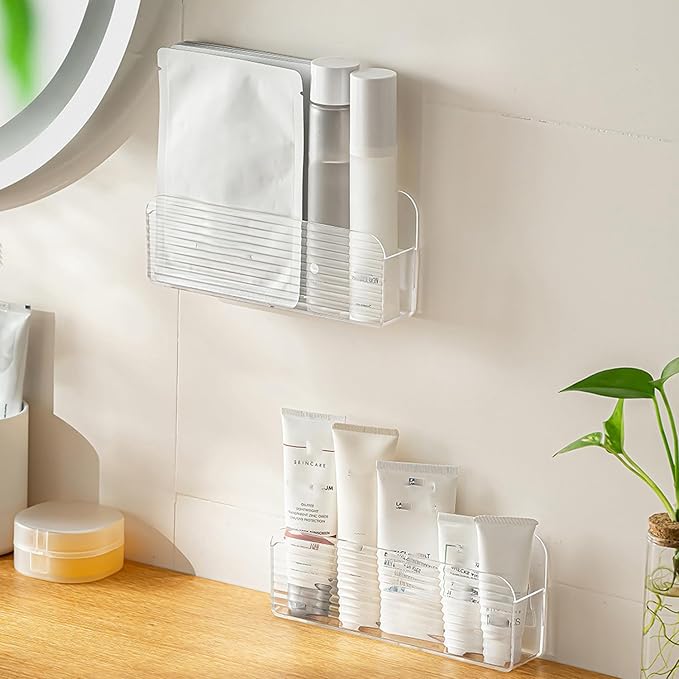 MORNITE Bathroom Medicine Cabinet Organizer Set, Small Narrow Compact Shelves Holder Compartments for Lipstick, Facial Mask, 