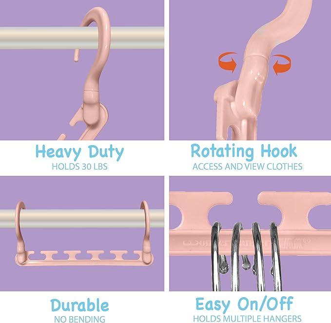 Wonder Hanger Max 10-Pack Space Saving Hangers, Reinforced Hooks Swivels 360°, Cascading Hanger, Teens, College Dorms, Kids &
