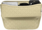 HARFINGTON Car Seat Gap Filler Organizer 11.5 x 8 x 2.1 Inch Leather Universal Car Organizer Storage Box Between Seat and Console for Phone Sunglasses Keys, Beige