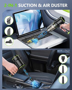 CODN Handheld Car Vacuum Portable Cordless 12000PA, 2 in 1 Handheld Vacuum Cleaner and Air Duster with Multi-Nozzles and LED 