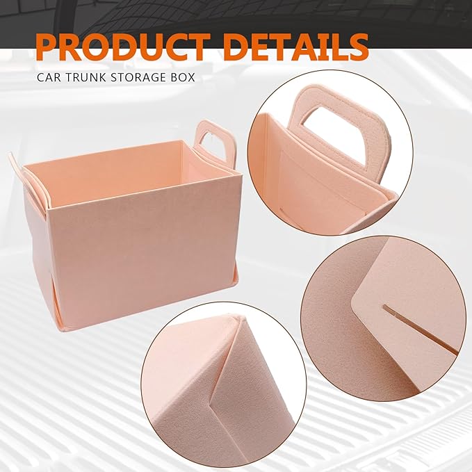 Felt Car Trunk Organizer, Foldable Vehicle Storage Box, Large Capacity Multi-Purpose Automotive Interior Accessories for Cars, S