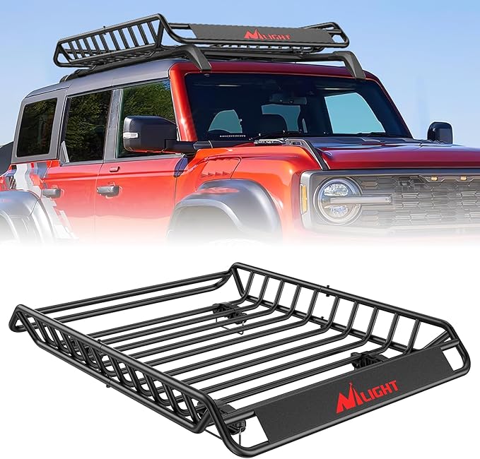 Nilight 51" X 36" X 5" Universal Roof Rack Cargo Basket Heavy-Duty 200LBS Capacity Rooftop Cargo Carrier Luggage Holder for SUV Truck Vehicle