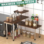 ZHWS Bathroom Counter Organizer for MakeUps, Dresser Table, Kitchen Countertop Organizer Adjustable 3 Tier Corner Shelf with 