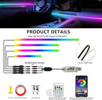 Ambient Lighting Car Led Lights Interior,116in USB Dreamcolor 4 in 1 Acrylic Neon Flexible Strip Fiber Optic LED Ambient Lighting Kits with Remote APP, RGB Music Lights Sync for Inside car Decorations