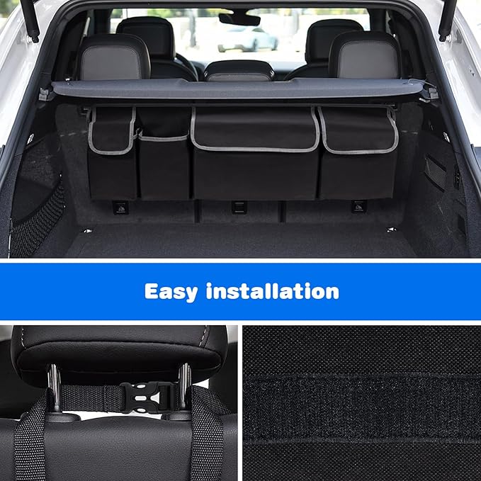 Trunk Organizer - Car Organizer, Car Trunk Organizer, Large Capacity Backseat Trunk Organizers, Collapsible Car Storage Bag wit