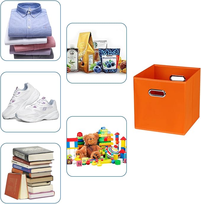 Black Fabric Cubby Storage Bins,13x13x13 Inches ,Cube Organizer Bin Foldable Storage Boxes with Dual Handles Fabric Organizer