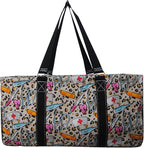 NGIL Extra Large Utility Tote Reusable Grocery Bag Oversized Collapsible for Groceries, Storage, Picnic, Beach (Cheetah Nurse-Black)