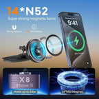 CD Slot Magnetic Car Mount Charger Work for iPhone 17 16-12, 3X Stable on Bumpy Roads, 99% Car/Truck-Approved, Wireless Charging Holder with 3M Dash Sticker, No Air Vent Block(QC3.0 Adapter)