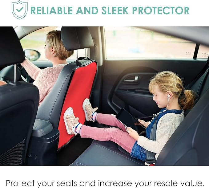 FH Group Faux Leather Back Seat Kick Protectors, Heavy Duty Car Kick Mats for Kids –2-Pack Back Seat Protector for Driver and