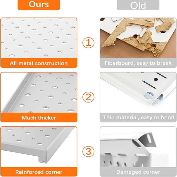 TORACK 6 PCS 12x16 in Metal Boards for Garage, Workbench, Tool Organizer Pegboard with 1/8" & 1/4" Holes, Modular Wall-Mounte