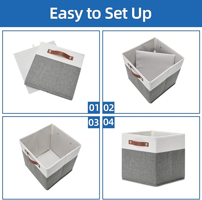 Temary Cube Storage Bins 4 Pack Storage Cubes 11?11 Fabric Storage Bins Foldable Cube Storage Baskets with Handles, Collapsib