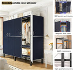 Foldable Portable Wardrobe On Wheels, Freestanding Garment Rack, with Magnetic Door 2000lbs, Heavy Duty Clothes Rack, for Bed