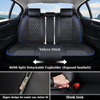 Coverado Full Set Car Seat Covers, Front & Back Luxury Faux Leather Waterproof Seat Covers,Car Seat Protectors, Universal Fit