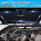 KMF 6pcs Thicken Car Sun Shades for Toyota Tacoma 2025 2024 2026 Accessories, Custom Fit Full Car Window Covers Sunshade for Windshield Side Rear, UV Block and Blackout Privacy for Camping Outdoor