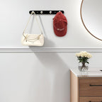 Wall Mounted Coat Hook Rack with Gold Hooks 2 Pack, Modern Wood Wall Organizer for Hanging Coats, Hats, Towels, Bags,Jackets,