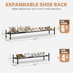 STORAGE MANIAC Long Expandable Shoe Rack, 6 Pairs Metal Wide Stackable Shoe Rack, Adjustable Shoes Shelf, Freestanding Shoes 