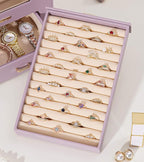 Homde Jewelry Organizer with Transparent Window Necklace Hooks Gift for Women Jewelry Box Display Case for Necklaces Rings Ea