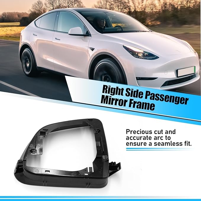 Jaronx Compatible with Tesla Model Y Side Mirror Cover Housing 2018-2025, Right Passenger Side Door Wing Rearview Mirror Frame Cover Compatible with Tesla Model Y Accessories