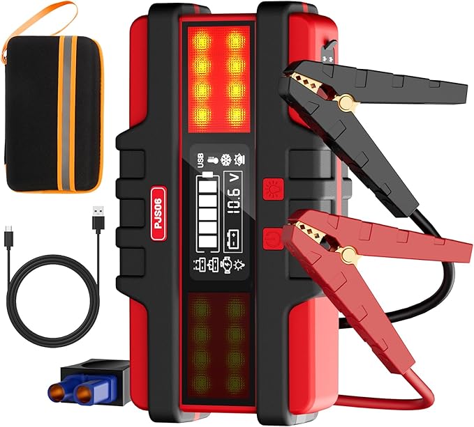 Battery Jumper Starter Portable 2500A (12V) - Portable Booster Pack with Voltage Detection & Protection for Gas/Diesel (Up