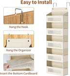 Over The Door Organizer with 5 Large Pockets, Over the Door Storage 10 Side Pocket 44 lb Load Behind Door Storage, Closet Doo