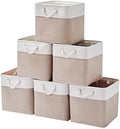 MidmmVick 12 x 12 Inch Cube Storage Bins, 6 Pack Large Collapsible Fabric Storage Bin with Ropes, Foldable Storage Cubes for 