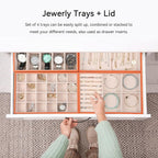 Voova Stackable Jewelry Organizer Tray with Lid, PU Leather Jewelry Storage Holder for Drawer Inserts, Jewellery Display Box 