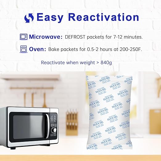 Large Desiccant Packs, 5 Packs 600 Gram Silica Gel Packets Reusable, Dehumidifier Packs for Car Desiccant, Large Moisture Abs