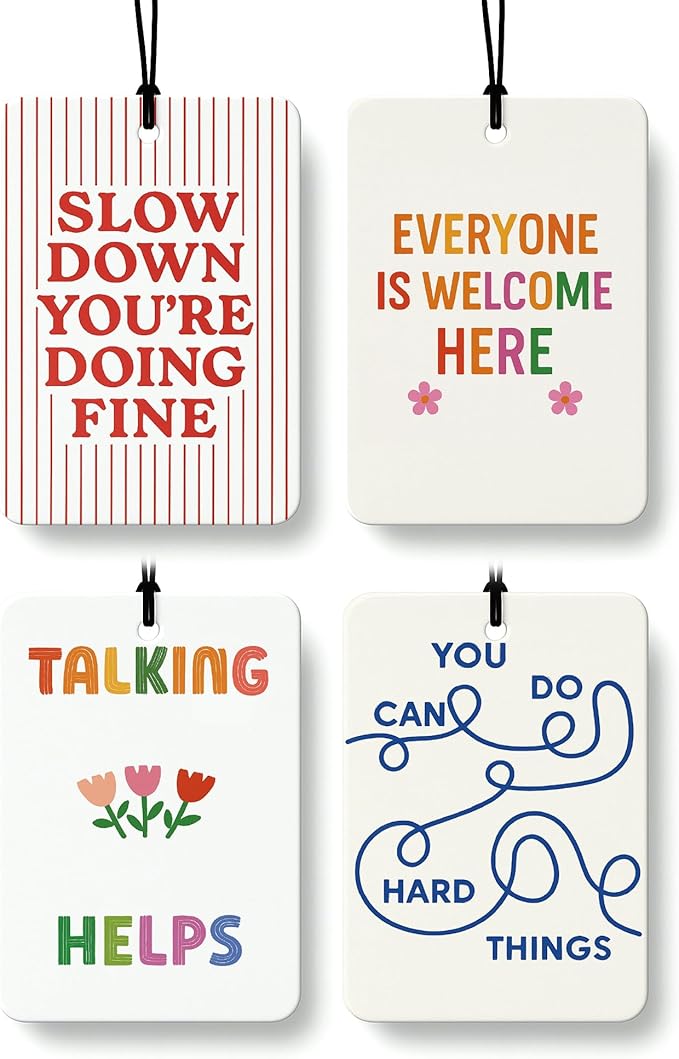Cute Colorful Mental Health Air Freshener 4 Pcs, Boho Inspirational Positive Affirmation Gifts for Women Hanging Air Freshene